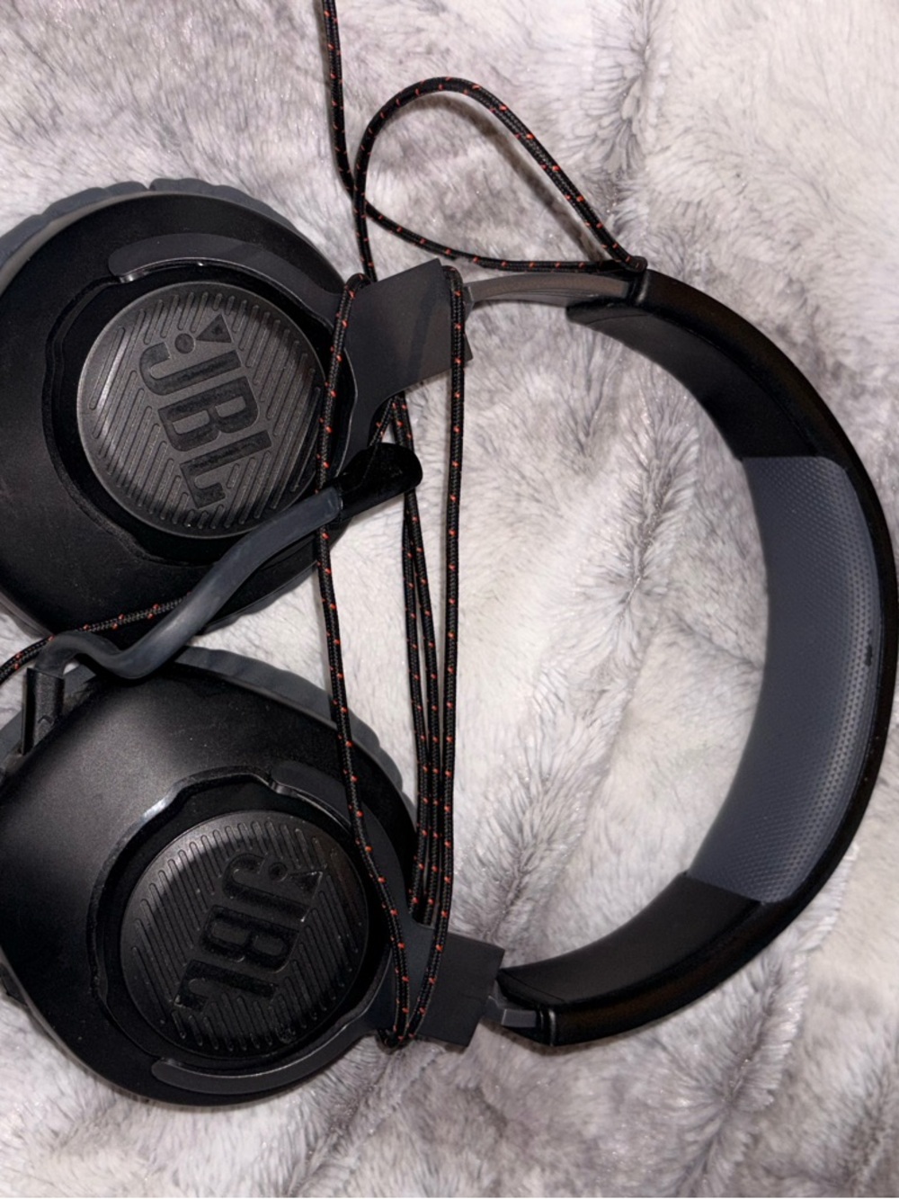 JBL Black Over-Ear Wired Headphones with Red-Accented Cable